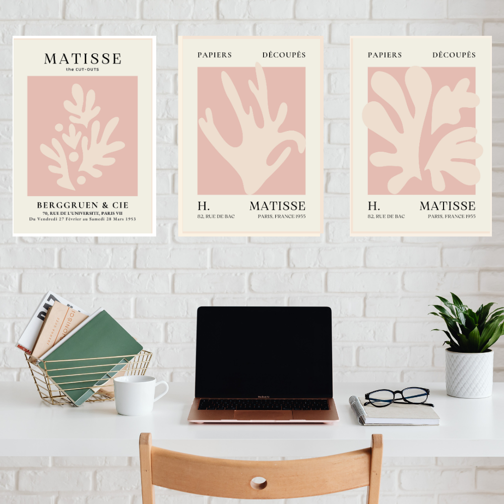 Set of 3 Henri Matisse Wall Art Paintings Framed Poster for Home Decoration, Living Room, Bedroom, Kitchen, and Office Wall Decoration