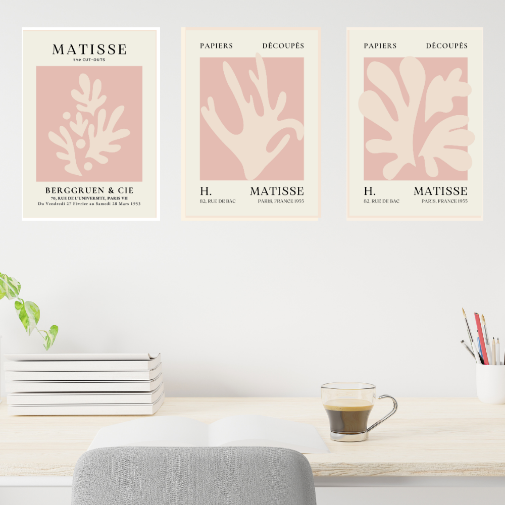 Set of 3 Henri Matisse Wall Art Paintings Framed Poster for Home Decoration, Living Room, Bedroom, Kitchen, and Office Wall Decoration