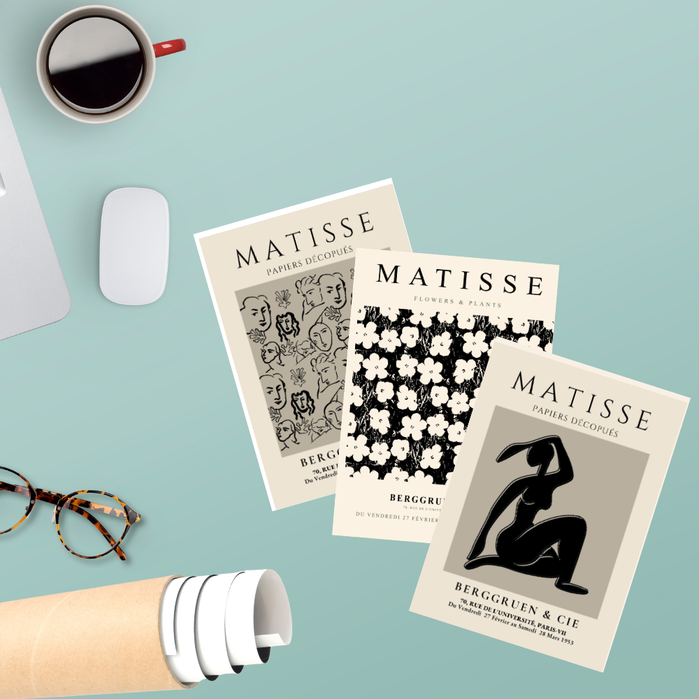 Set of 3 Henri Matisse Wall Art Paintings Framed Poster for Home Decoration, Living Room, Bedroom, hall, Kitchen, and Office Wall Decoration