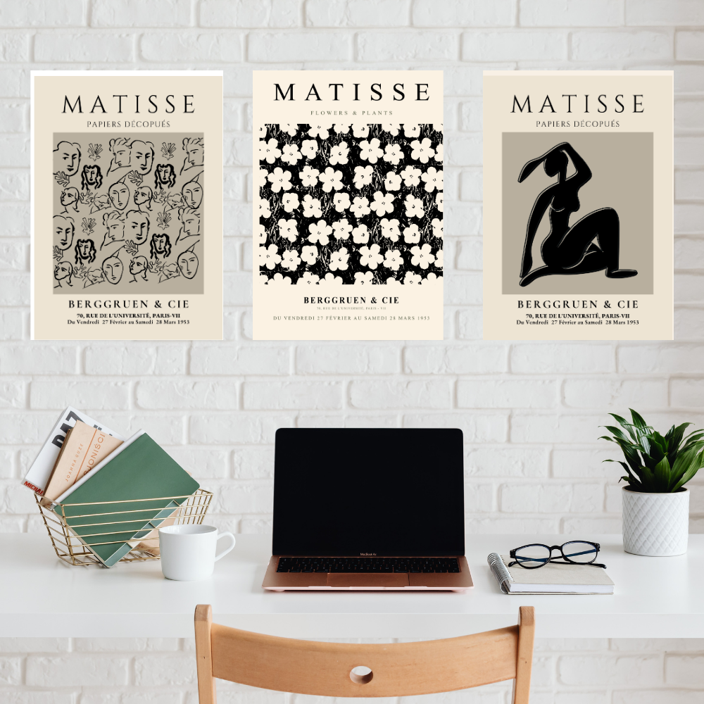Set of 3 Henri Matisse Wall Art Paintings Framed Poster for Home Decoration, Living Room, Bedroom, hall, Kitchen, and Office Wall Decoration