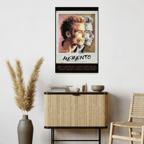 Memento Movie Poster Frame Thriller Crime Film Artwork Framed Posters Hollywood Movies Canvas Painting Photo Frames for Wall Decor Living Room Bedroom  Study Room Restraunt Cafe Office & Home Decoration