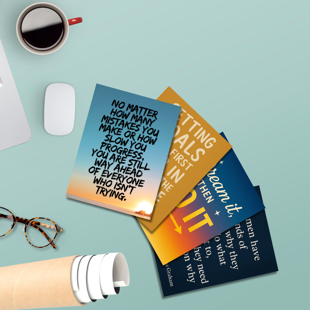 Motivational Quotes Poster Motivation Quote Posters Inspiring Lines Stickers Set of 4 Posters for Students & Study Room Library decoration Living room bedroom kitchen Dining hall & office wall decor