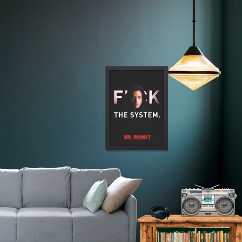 Mr. Robot Thriller Series Poster Frame Film Season Artwork Framed Posters American Thriller Canvas Painting Photo Frames for Wall Decor Living Room Bedroom  Study Room Restraunt Cafe Office & Home Decoration