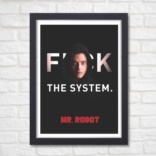 Mr. Robot Thriller Series Poster Frame Film Season Artwork Framed Posters American Thriller Canvas Painting Photo Frames for Wall Decor Living Room Bedroom  Study Room Restraunt Cafe Office & Home Decoration