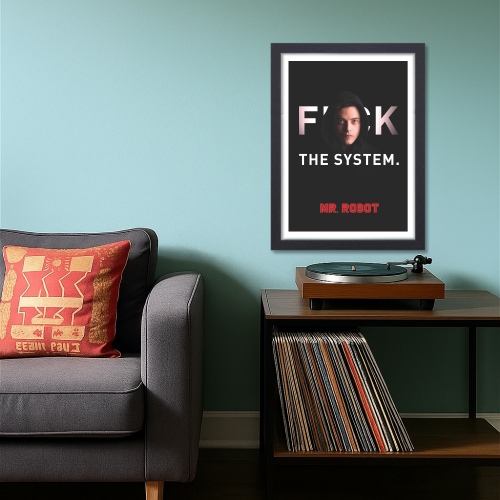Mr. Robot Thriller Series Poster Frame Film Season Artwork Framed Posters American Thriller Canvas Painting Photo Frames for Wall Decor Living Room Bedroom  Study Room Restraunt Cafe Office & Home Decoration