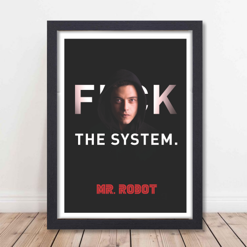 Mr. Robot Thriller Series Poster Frame Film Season Artwork Framed Posters American Thriller Canvas Painting Photo Frames for Wall Decor Living Room Bedroom  Study Room Restraunt Cafe Office & Home Decoration