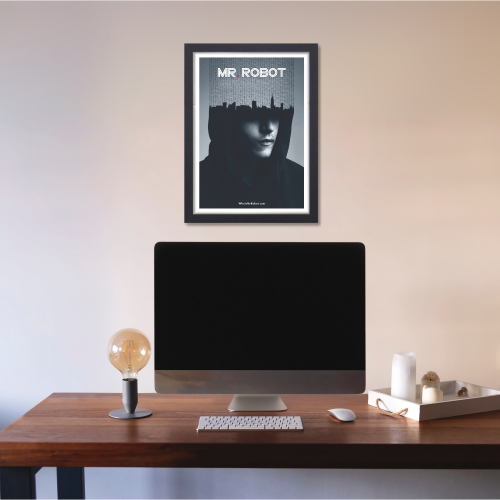 Mr. Robot Thriller Series Poster Frame Film Series Season Artwork Framed Posters American Thriller Canvas Painting Photo Frames for Wall Decor Living Room Bedroom  Study Room Restraunt Cafe Office & Home Decoration