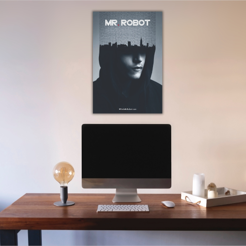 Mr. Robot Thriller Series Poster Frame Film Series Season Artwork Framed Posters American Thriller Canvas Painting Photo Frames for Wall Decor Living Room Bedroom  Study Room Restraunt Cafe Office & Home Decoration
