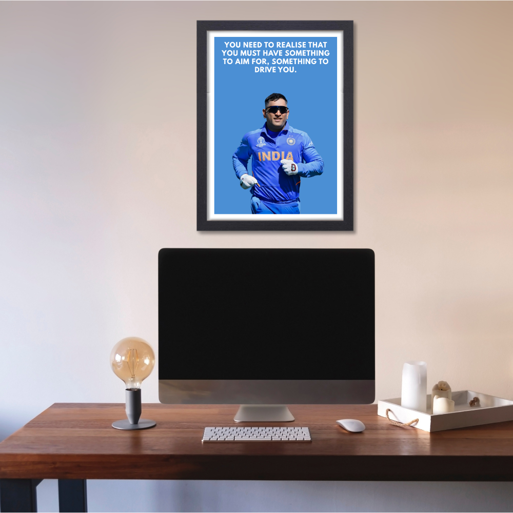 MS Dhoni Posters Mahi Wall Poster With Mahendra Singh Dhoni Motivational Quotes |  For Room Wall Decoration, Living Room Bedroom Boys Gift Fan| Cricket Lover Cricketers Wall Decor Painting with framed without frame frames