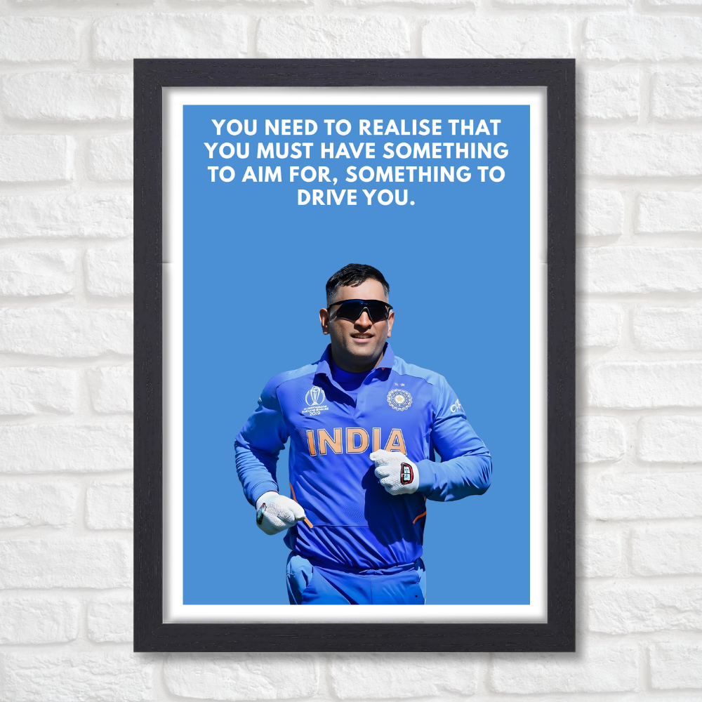 MS Dhoni Posters Mahi Wall Poster With Mahendra Singh Dhoni Motivational Quotes |  For Room Wall Decoration, Living Room Bedroom Boys Gift Fan| Cricket Lover Cricketers Wall Decor Painting with framed without frame frames