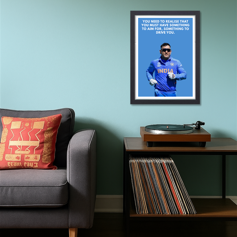 MS Dhoni Posters Mahi Wall Poster With Mahendra Singh Dhoni Motivational Quotes |  For Room Wall Decoration, Living Room Bedroom Boys Gift Fan| Cricket Lover Cricketers Wall Decor Painting with framed without frame frames