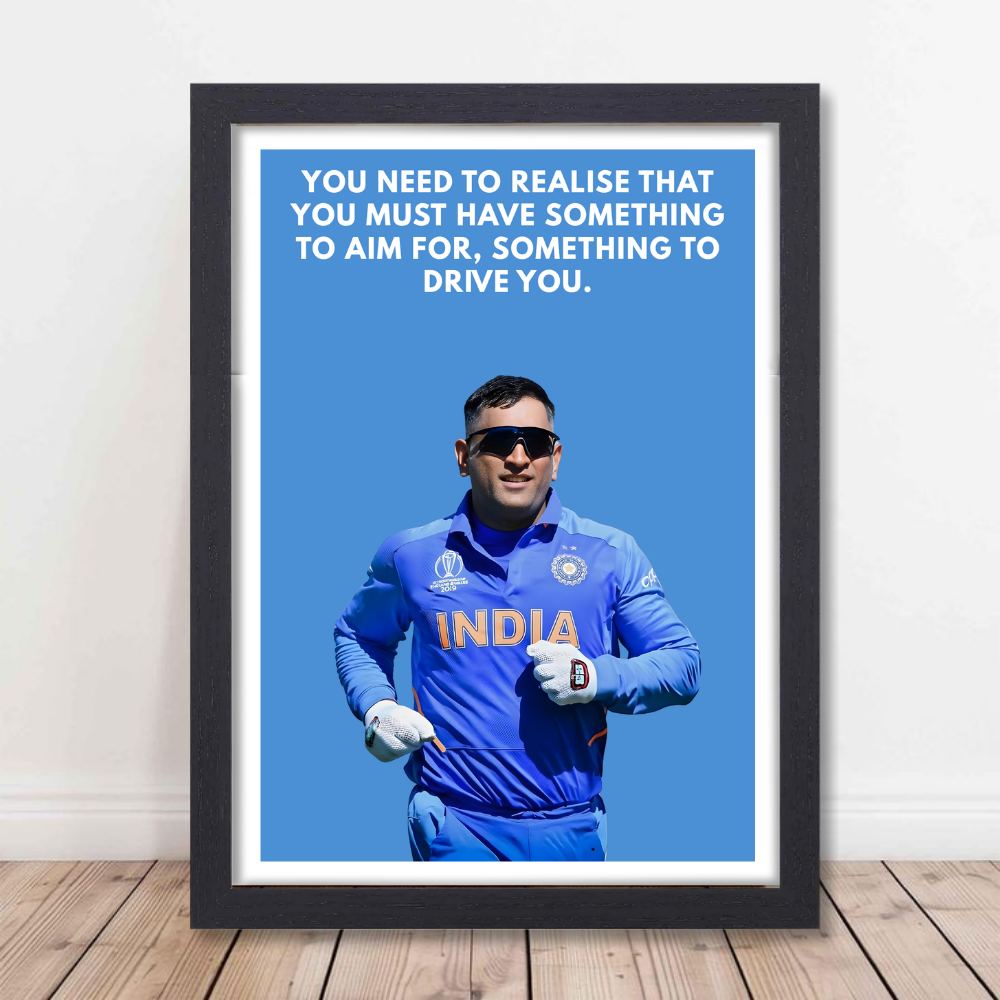 MS Dhoni Posters Mahi Wall Poster With Mahendra Singh Dhoni Motivational Quotes |  For Room Wall Decoration, Living Room Bedroom Boys Gift Fan| Cricket Lover Cricketers Wall Decor Painting with framed without frame frames