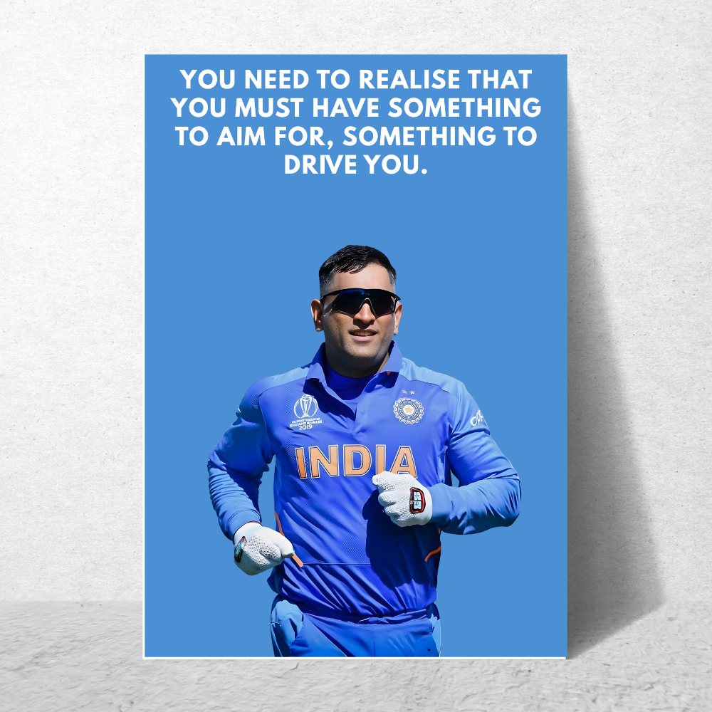 MS Dhoni Posters Mahi Wall Poster With Mahendra Singh Dhoni Motivational Quotes |  For Room Wall Decoration, Living Room Bedroom Boys Gift Fan| Cricket Lover Cricketers Wall Decor Painting with framed without frame frames