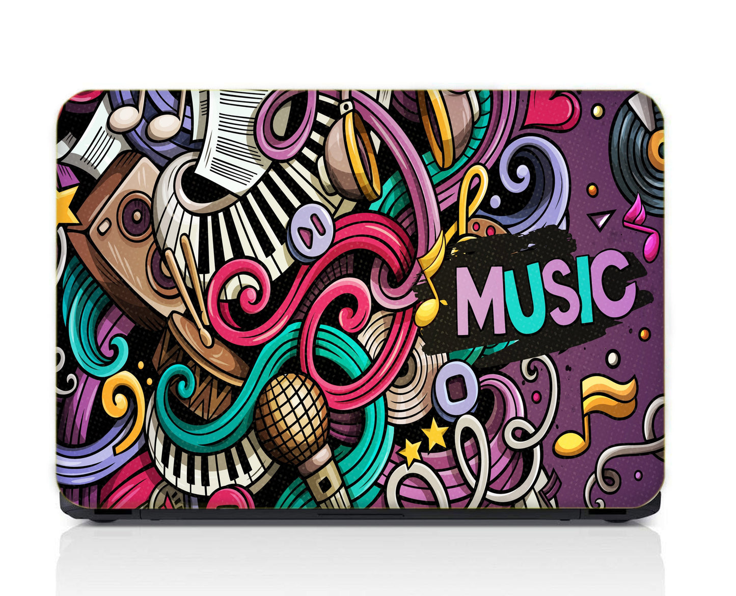 Music Abstract Art Laptop Skin Vinyl, No Bubble, Multicolor 11.6"- 15.6" inch Laptop