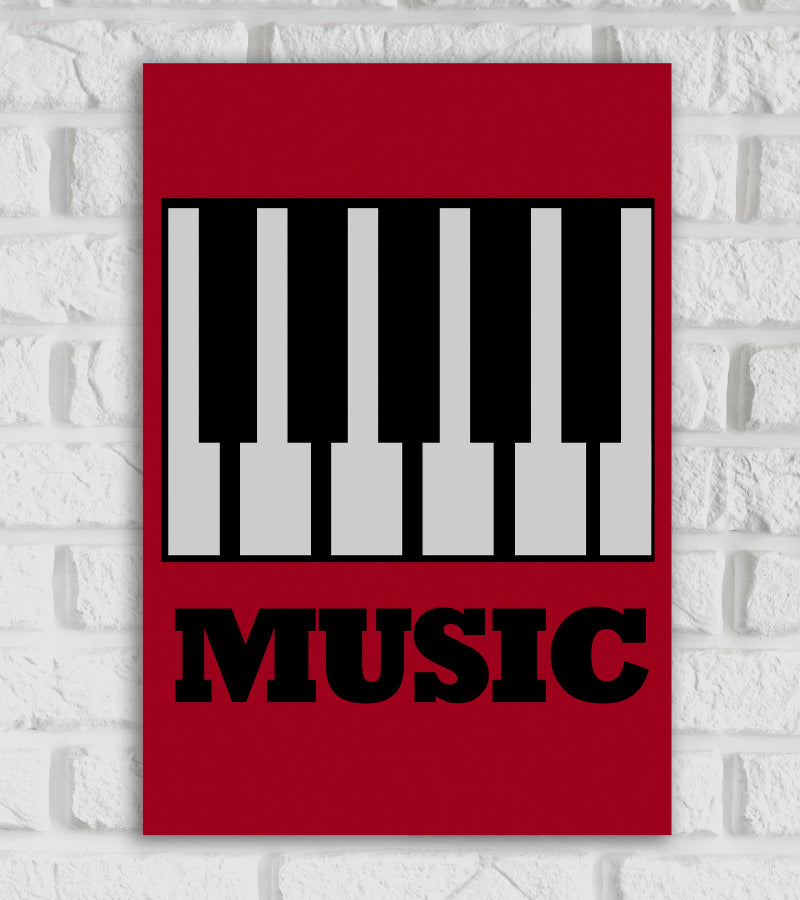 Musical Pop Art Music Instruments Singing Culture Band Red Black 7 White Color Matte Finish Poster Frame