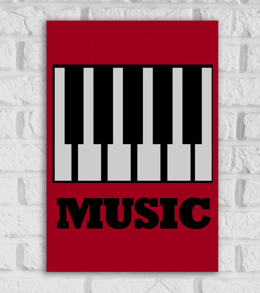 Musical Pop Art Music Instruments Singing Culture Band Red Black 7 White Color Matte Finish Poster Frame