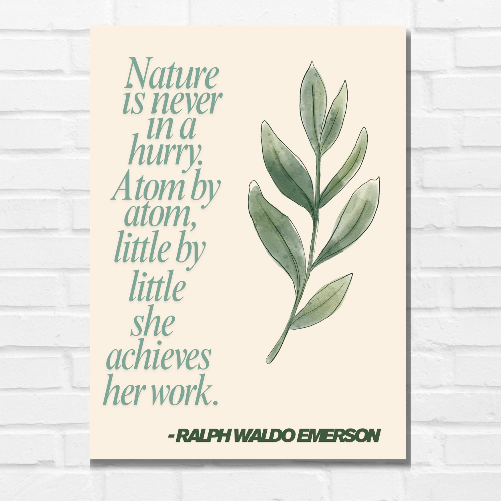 motivational poster framed 10x13, aesthetic wall art frame, sage green poster, botanical quote print, ralph waldo emerson wall art, nature quote poster, minimalist typography decor, office wall decor motivation, bedroom study room frame, positive affirmation art, scandinavian boho decor, ready to hang framed print, inspirational gift for students, calm mindfulness wall art, gallery wall frame