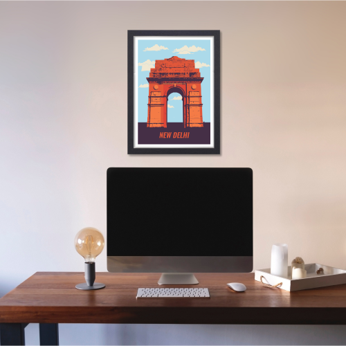 Delhi Artwork Poster Frame India Travel New Delhi Canvas Painting Framed Posters with Photo Frames for Wall Decor Bedroom Living room Dining Hall Kitchen Restraunt Cafe & Office Walls Art Decoration, dehli artwork poster, dehli poster drawing, dehli art prints, dehli art picture, dehli art pic, india gate delhi posters, india gate delhi poster drawing, india gate delhi poster design, india gate delhi poster making, india gate delhi poster colour, india travel poster, india travel poster for wall