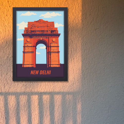Delhi Artwork Poster Frame India Travel New Delhi Canvas Painting Framed Posters with Photo Frames for Wall Decor Bedroom Living room Dining Hall Kitchen Restraunt Cafe & Office Walls Art Decoration, dehli artwork poster, dehli poster drawing, dehli art prints, dehli art picture, dehli art pic, india gate delhi posters, india gate delhi poster drawing, india gate delhi poster design, india gate delhi poster making, india gate delhi poster colour, india travel poster, india travel poster for wall