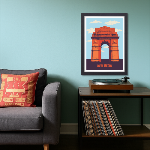 Delhi Artwork Poster Frame India Travel New Delhi Canvas Painting Framed Posters with Photo Frames for Wall Decor Bedroom Living room Dining Hall Kitchen Restraunt Cafe & Office Walls Art Decoration, dehli artwork poster, dehli poster drawing, dehli art prints, dehli art picture, dehli art pic, india gate delhi posters, india gate delhi poster drawing, india gate delhi poster design, india gate delhi poster making, india gate delhi poster colour, india travel poster, india travel poster for wall