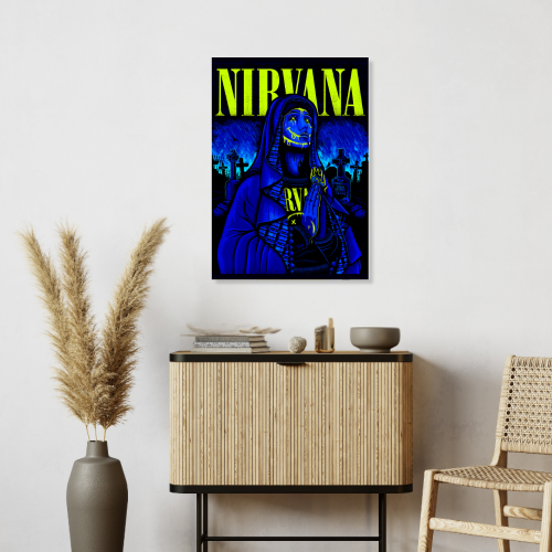 Nirvana Music Band Poster Frame Singers Art work Music Band Framed Posters Musicians Frames for Wall Decor Restraunt Cafe Livingroom Decoration Bedroom, nirvana poster,  nirvana poster vintage, nirvana band poster, nirvana the band the show, nirvana rock band, nirvana tribute band, nirvana brithish band, singers posters design, posters for wall posters for room decor, posters for bedroom, posters for wall decor, posters for room aesthetic, singers poster, singers posters for room