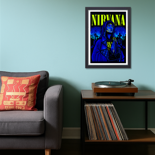 Nirvana Music Band Poster Frame Singers Art work Music Band Framed Posters Musicians Frames for Wall Decor Restraunt Cafe Livingroom Decoration Bedroom, nirvana poster,  nirvana poster vintage, nirvana band poster, nirvana the band the show, nirvana rock band, nirvana tribute band, nirvana brithish band, singers posters design, posters for wall posters for room decor, posters for bedroom, posters for wall decor, posters for room aesthetic, singers poster, singers posters for room