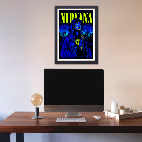 Nirvana Music Band Poster Frame Singers Art work Music Band Framed Posters Musicians Frames for Wall Decor Restraunt Cafe Livingroom Decoration Bedroom, nirvana poster,  nirvana poster vintage, nirvana band poster, nirvana the band the show, nirvana rock band, nirvana tribute band, nirvana brithish band, singers posters design, posters for wall posters for room decor, posters for bedroom, posters for wall decor, posters for room aesthetic, singers poster, singers posters for room