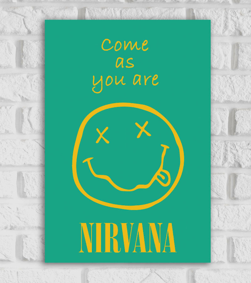 Nirvana Rock Band Pop Art Music Artist Artwork Popular Singers Singing illustration Hollywood Songs Blue Color Matte Finish Beautiful Wall Decor Framed Poster