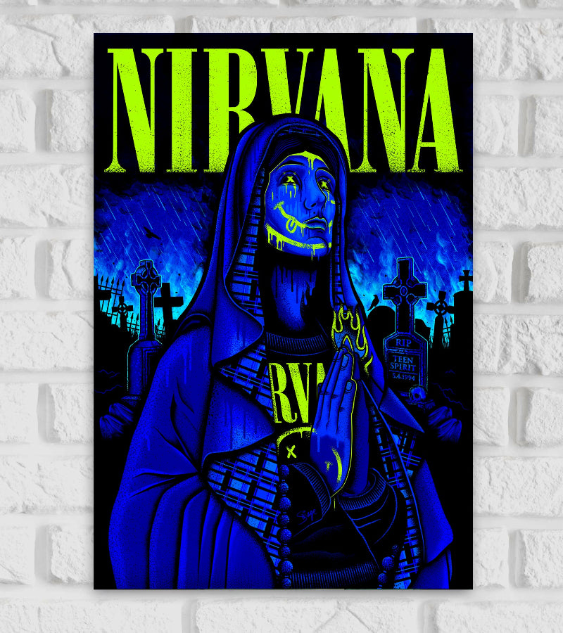 Nirvana Rock Band Music Pop Culture Art Music Artist Singer Painting Matte Finish Posters & Frame