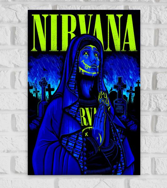 Nirvana Rock Band Music Pop Culture Art Music Artist Singer Painting Matte Finish Posters & Frame