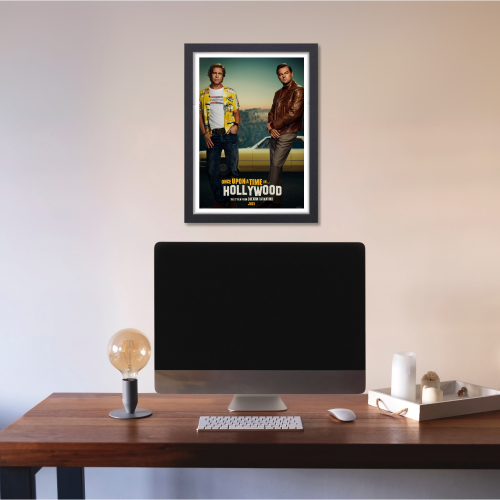 Once Upon A Time In Hollywood Movie Poster Frame Western Comedy Film Artwork Framed Posters Movies Artwork Canvas Painting Photo Frames For Wall Decor Living Room Bedroom  Study Room Restraunt Cafe Office & Home Decoration