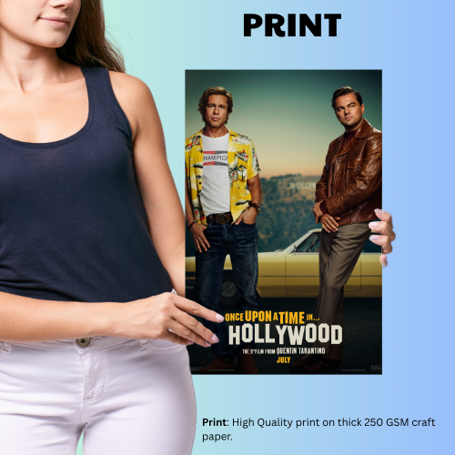Once Upon A Time In Hollywood Movie Poster Frame Western Comedy Film Artwork Framed Posters Movies Artwork Canvas Painting Photo Frames For Wall Decor Living Room Bedroom  Study Room Restraunt Cafe Office & Home Decoration