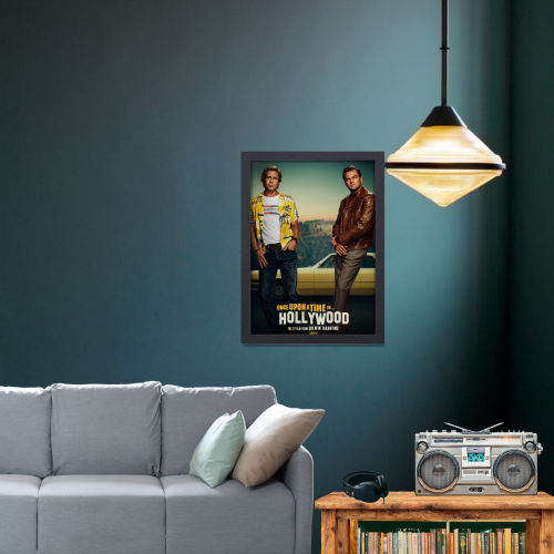 Once Upon A Time In Hollywood Movie Poster Frame Western Comedy Film Artwork Framed Posters Movies Artwork Canvas Painting Photo Frames For Wall Decor Living Room Bedroom  Study Room Restraunt Cafe Office & Home Decoration