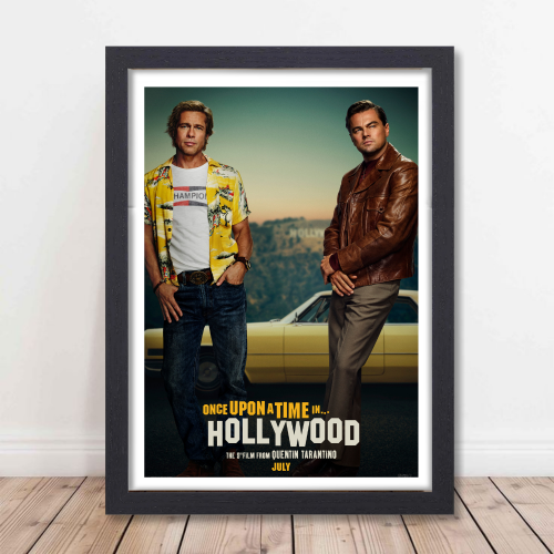 Once Upon A Time In Hollywood Movie Poster Frame Western Comedy Film Artwork Framed Posters Movies Artwork Canvas Painting Photo Frames For Wall Decor Living Room Bedroom  Study Room Restraunt Cafe Office & Home Decoration