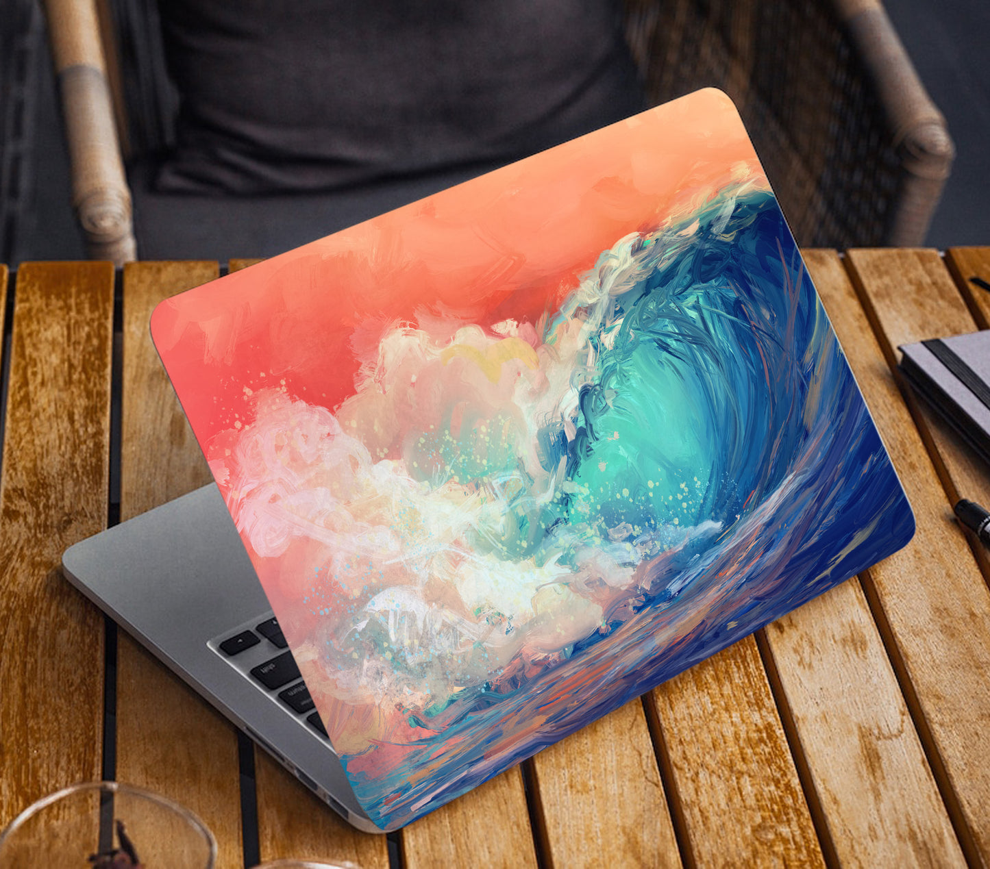 Abstract Wave Art Laptop Skin Vinyl, No Bubble, Multicolor 11.6"- 15.6" inch Laptop