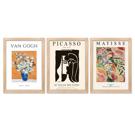 Set of 3 Vangogh Picasso Matisse Wall Art Paintings Frame 10x13 Inch for Home Decoration, Living Room, Bedroom, Kitchen, and Office Wall Decoration Classic Aesthetic, Van Gogh, Picasso, and Matisse Paintings frame Posters Wall art, framed art prints, home decor, classic art decor, artistic wall decor, interior decoration, ready to hang art, canvas wall art.