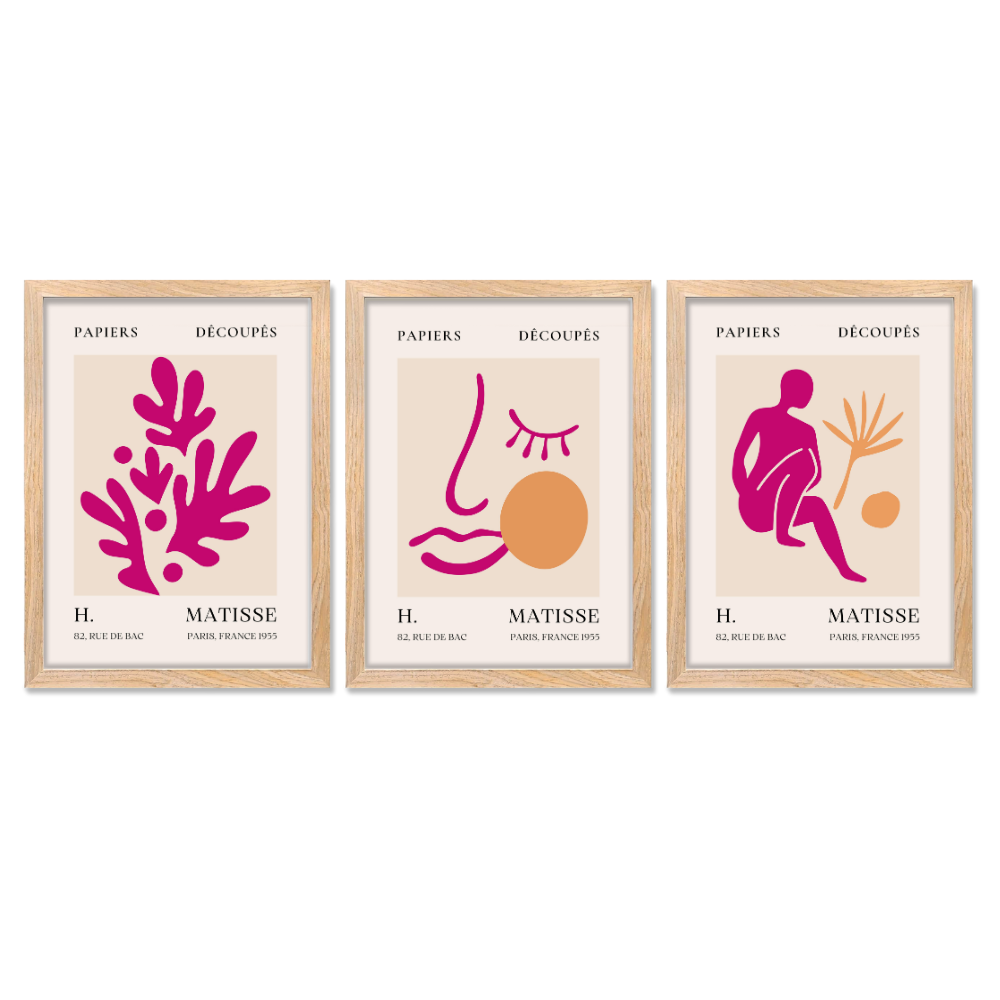 Set of 3 Henri Matisse Wall Art Paintings Framed Poster 10 x 13 Inches for Home Decoration, Living Room, Bedroom, hall, Kitchen, and Office Wall Decoration, Wall art, framed art prints, home decor, office decor, living room wall art.