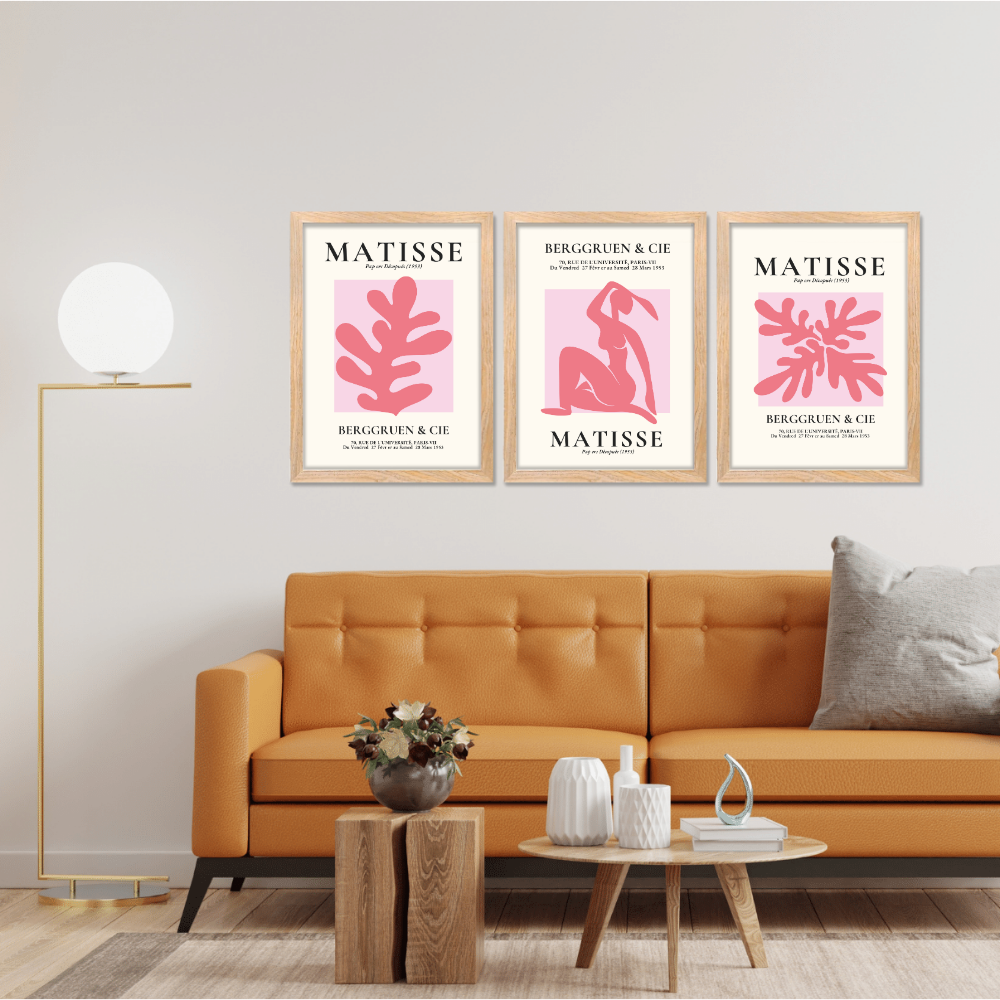 Set of 3 Henri Matisse Wall Art Paintings Framed Poster for Home Decoration, Living Room, Bedroom, Kitchen, and Office Wall Decoration Classic Aesthetic