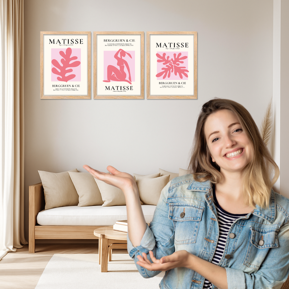 Set of 3 Henri Matisse Wall Art Paintings Framed Poster for Home Decoration, Living Room, Bedroom, Kitchen, and Office Wall Decoration Classic Aesthetic