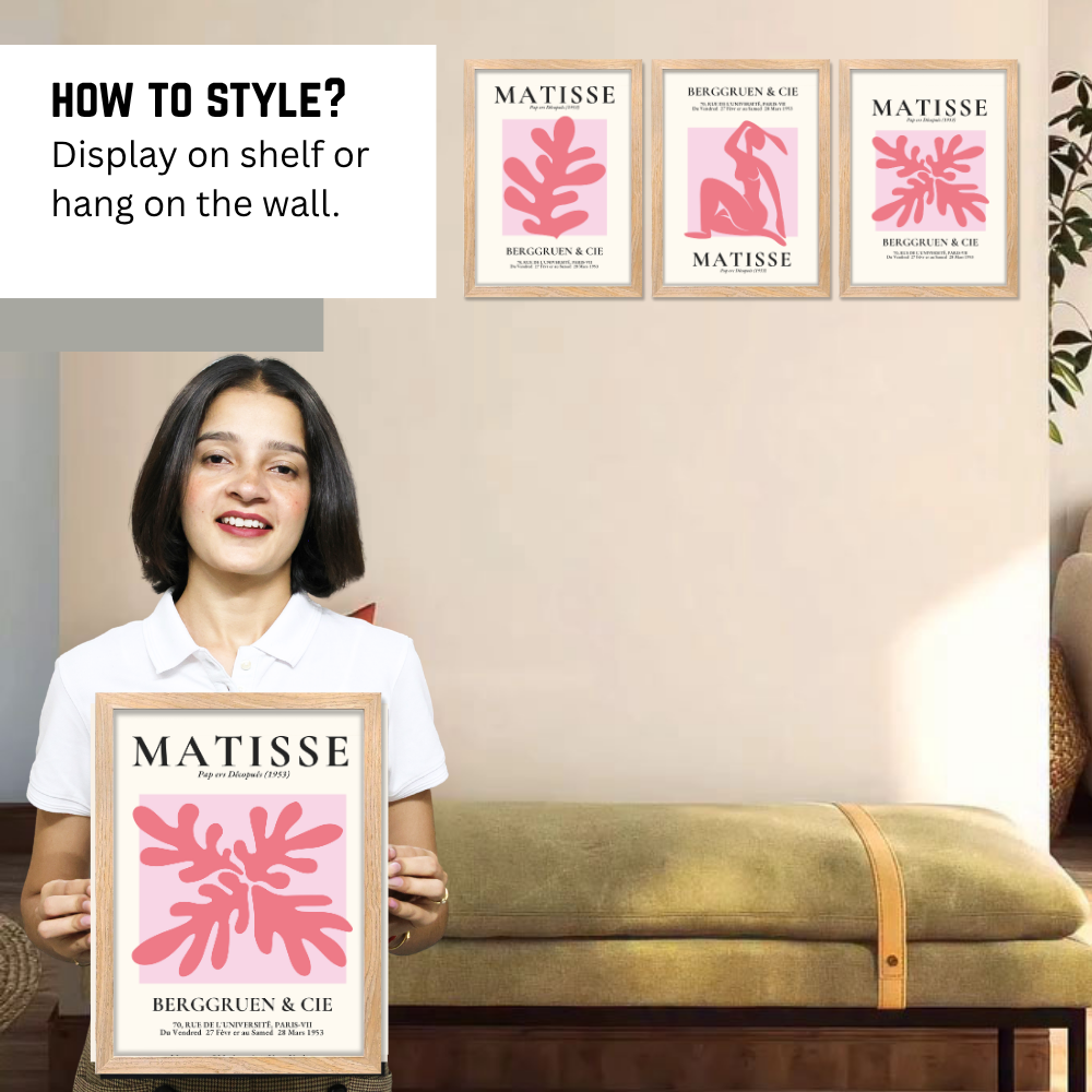 Set of 3 Henri Matisse Wall Art Paintings Framed Poster for Home Decoration, Living Room, Bedroom, Kitchen, and Office Wall Decoration Classic Aesthetic