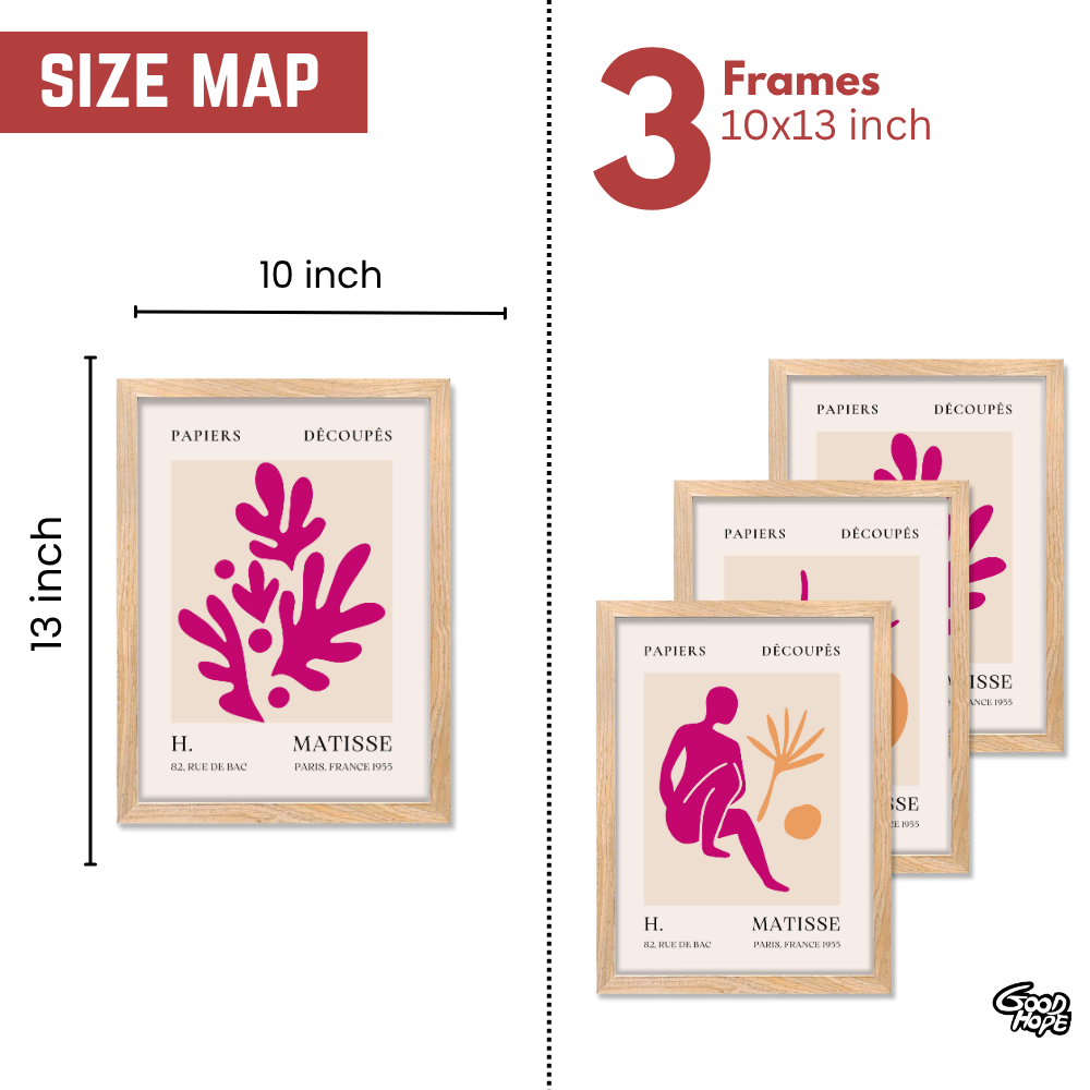 Set of 3 Henri Matisse Wall Art Paintings Framed Poster for Home Decoration, Living Room, Bedroom, hall, Kitchen, and Office Wall Decoration