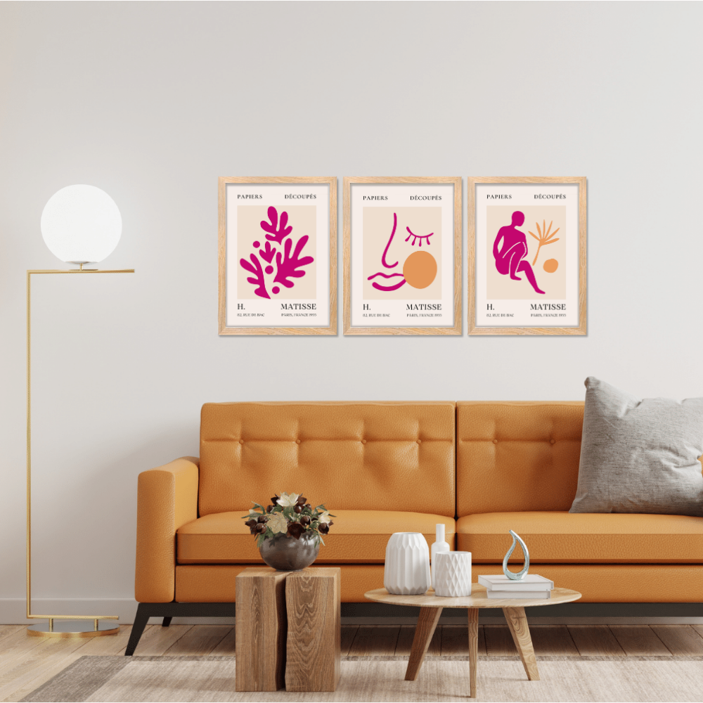 Set of 3 Henri Matisse Wall Art Paintings Framed Poster for Home Decoration, Living Room, Bedroom, hall, Kitchen, and Office Wall Decoration