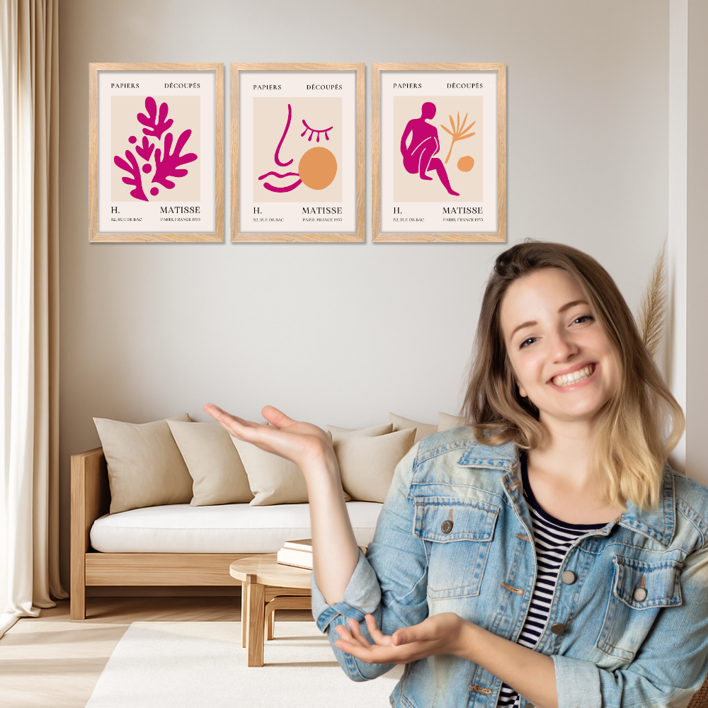 Set of 3 Henri Matisse Wall Art Paintings Framed Poster for Home Decoration, Living Room, Bedroom, hall, Kitchen, and Office Wall Decoration