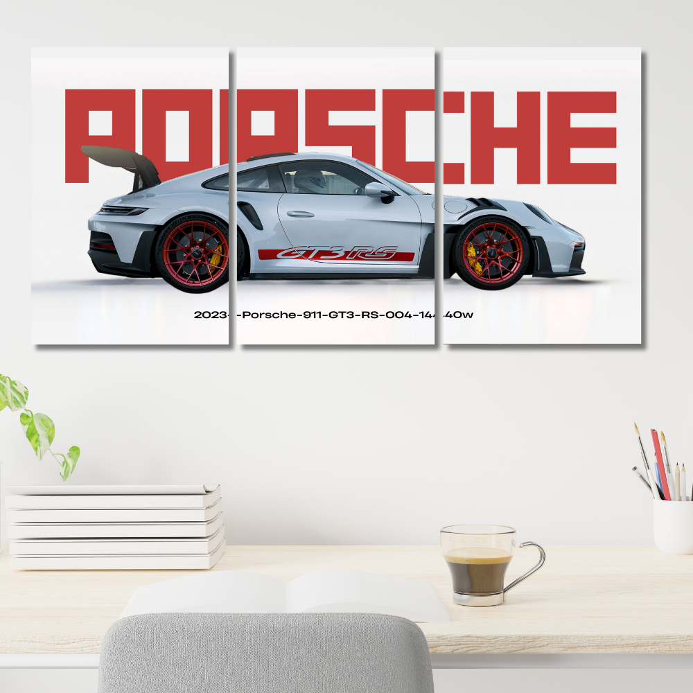 Porsche 911 GT3 RS 2023 Poster – Set of 3 Split Wall Poster – Track-Ready Sports Car