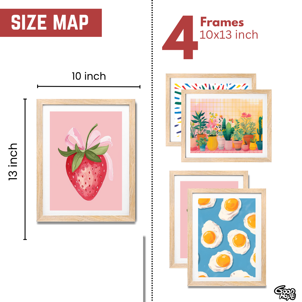 Good Hope Set of 4 Wall Art Prints for Home Decor – Aesthetic Framed Posters (10X13Inch) for Kitchen, Living Room, or Kids Room Home Decoration