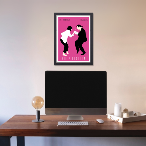 Pulp Fiction Movie Poster Frame Crime Thriller Film Framed Posters Hollywood Movies Artwork Canvas Painting Photo Frames for Wall Decor Home Decoration Living Room Bedroom Office Restraunt & Cafe Art