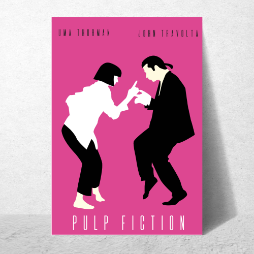 Pulp Fiction Movie Poster Frame Crime Thriller Film Framed Posters Hollywood Movies Artwork Canvas Painting Photo Frames for Wall Decor Home Decoration Living Room Bedroom Office Restraunt & Cafe Art