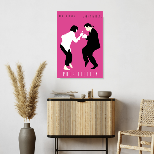Pulp Fiction Movie Poster Frame Crime Thriller Film Framed Posters Hollywood Movies Artwork Canvas Painting Photo Frames for Wall Decor Home Decoration Living Room Bedroom Office Restraunt & Cafe Art