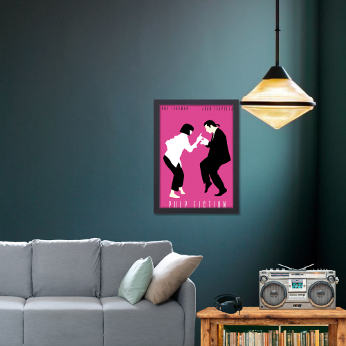 Pulp Fiction Movie Poster Frame Crime Thriller Film Framed Posters Hollywood Movies Artwork Canvas Painting Photo Frames for Wall Decor Home Decoration Living Room Bedroom Office Restraunt & Cafe Art