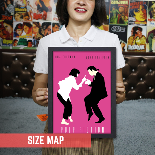 Pulp Fiction Movie Poster Frame Crime Thriller Film Framed Posters Hollywood Movies Artwork Canvas Painting Photo Frames for Wall Decor Home Decoration Living Room Bedroom Office Restraunt & Cafe Art